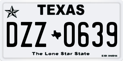 TX license plate DZZ0639