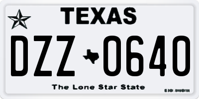 TX license plate DZZ0640