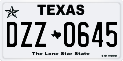 TX license plate DZZ0645