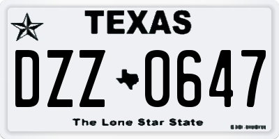 TX license plate DZZ0647