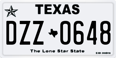 TX license plate DZZ0648