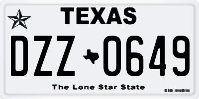 TX license plate DZZ0649