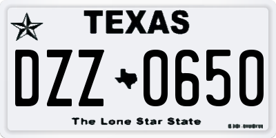 TX license plate DZZ0650