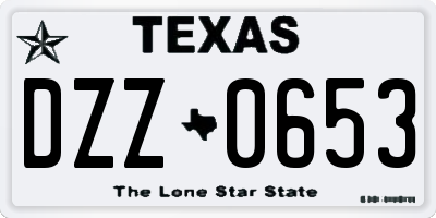 TX license plate DZZ0653