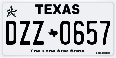 TX license plate DZZ0657