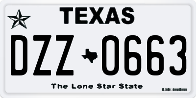 TX license plate DZZ0663