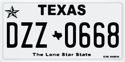 TX license plate DZZ0668