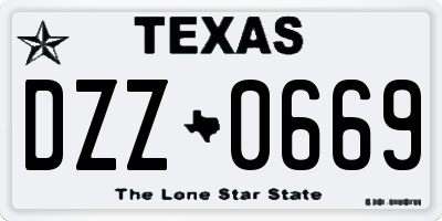 TX license plate DZZ0669