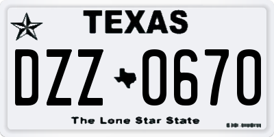 TX license plate DZZ0670