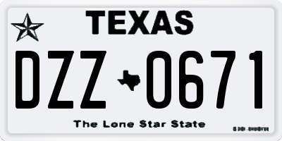 TX license plate DZZ0671