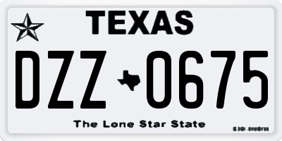 TX license plate DZZ0675