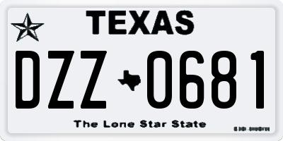 TX license plate DZZ0681