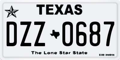 TX license plate DZZ0687