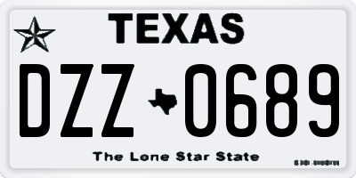 TX license plate DZZ0689