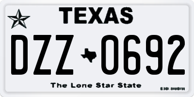 TX license plate DZZ0692