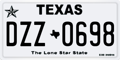 TX license plate DZZ0698