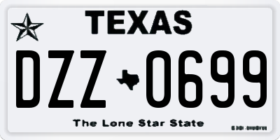 TX license plate DZZ0699