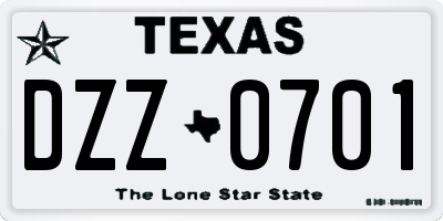 TX license plate DZZ0701