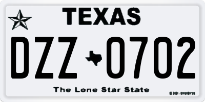 TX license plate DZZ0702