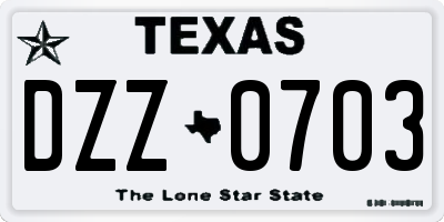 TX license plate DZZ0703