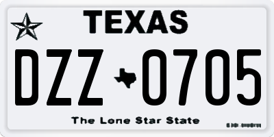 TX license plate DZZ0705