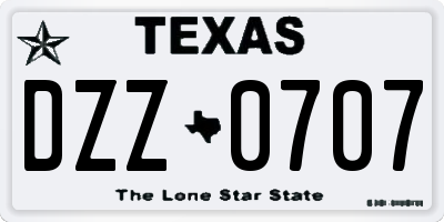 TX license plate DZZ0707