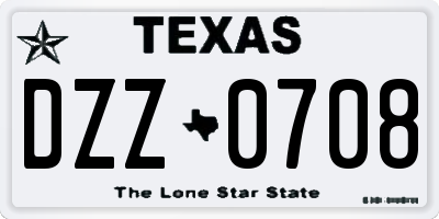 TX license plate DZZ0708