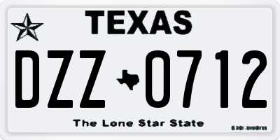 TX license plate DZZ0712