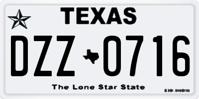 TX license plate DZZ0716