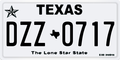 TX license plate DZZ0717