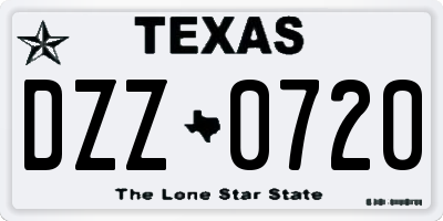 TX license plate DZZ0720