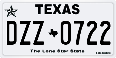 TX license plate DZZ0722