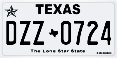 TX license plate DZZ0724