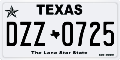 TX license plate DZZ0725