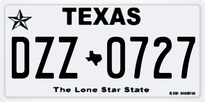 TX license plate DZZ0727