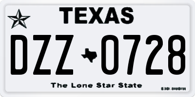 TX license plate DZZ0728