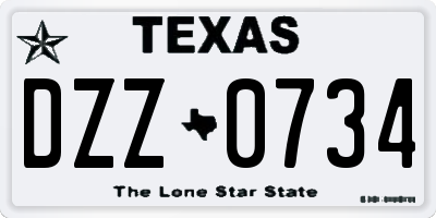 TX license plate DZZ0734