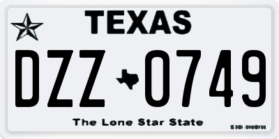 TX license plate DZZ0749