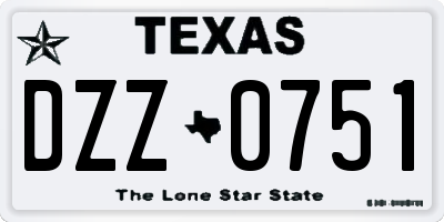 TX license plate DZZ0751