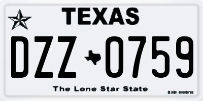 TX license plate DZZ0759