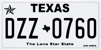 TX license plate DZZ0760