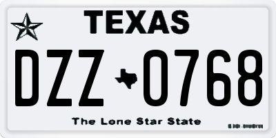 TX license plate DZZ0768