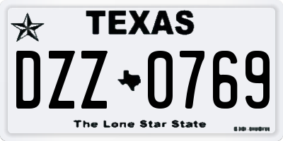 TX license plate DZZ0769