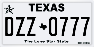 TX license plate DZZ0777