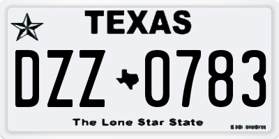 TX license plate DZZ0783