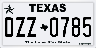 TX license plate DZZ0785