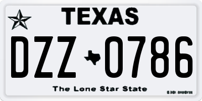 TX license plate DZZ0786