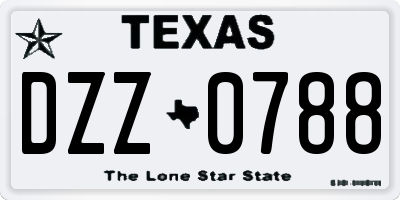 TX license plate DZZ0788