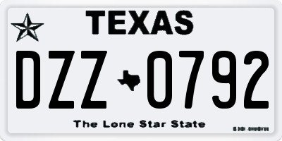 TX license plate DZZ0792