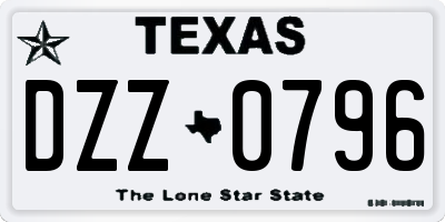 TX license plate DZZ0796